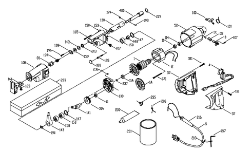 Fig-0 Diagram and Parts List for 9375 Type-1 Porter Cable Sander Grinder